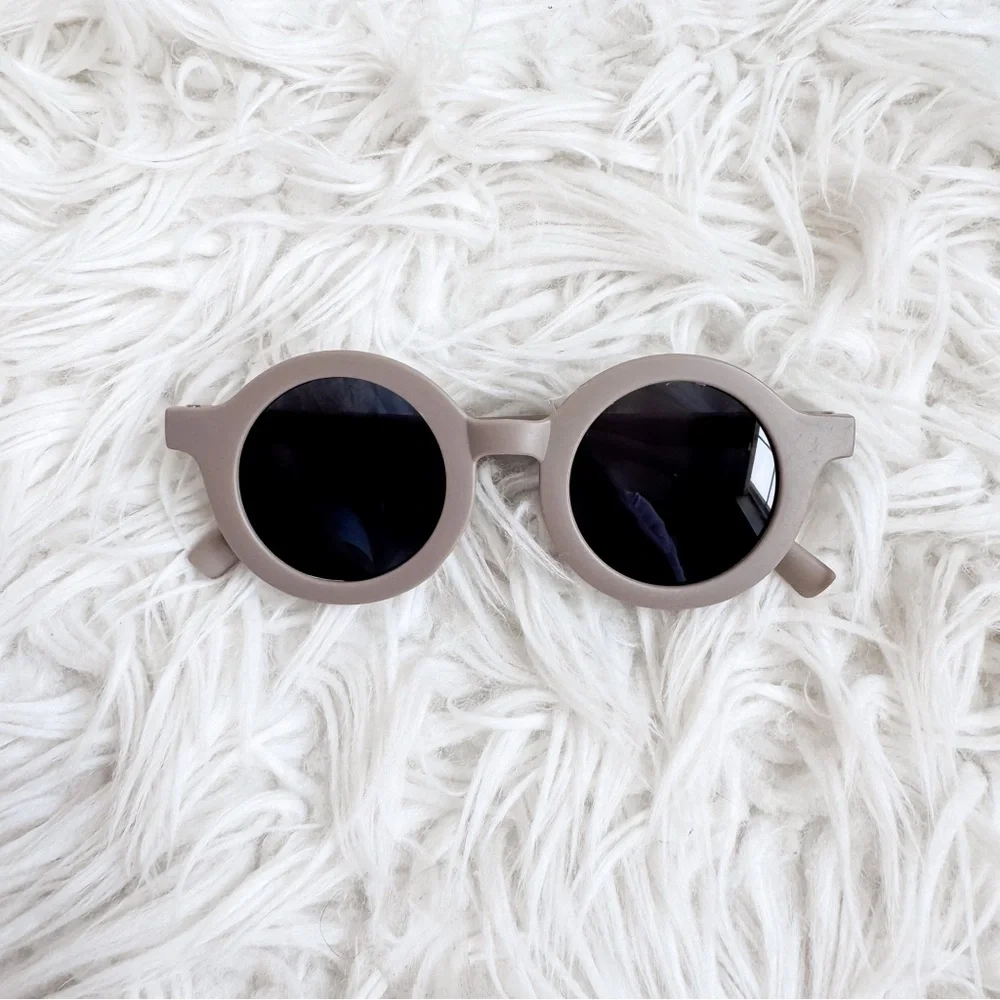 NWT Baby Toddler Round Taupe Sunglasses Dark Lenses